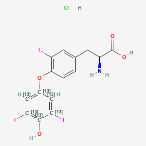 molecular formula C15H13ClI3NO4 B1456431 (2S)-2-Amino-3-[4-(4-hydroxy-3,5-diiodo(1,2,3,4,5,6-13C6)cyclohexa-1,3,5-trien-1-yl)oxy-3-iodophenyl]propanoic acid;hydrochloride CAS No. 1217676-14-6