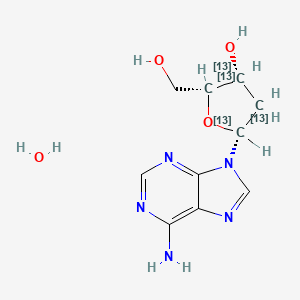 molecular formula C10H15N5O4 B1456439 (2R,3R,5R)-5-(6-Aminopurin-9-yl)-2-(hydroxymethyl)(2,3,4,5-13C4)oxolan-3-ol;hydrate CAS No. 478510-79-1