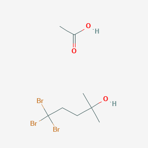 molecular formula C8H15Br3O3 B14564393 Acetic acid;5,5,5-tribromo-2-methylpentan-2-ol CAS No. 61446-90-0