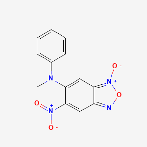 molecular formula C13H10N4O4 B14564611 N-methyl-6-nitro-3-oxido-N-phenyl-2,1,3-benzoxadiazol-3-ium-5-amine CAS No. 61785-58-8
