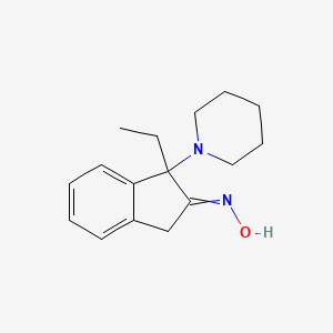 molecular formula C16H22N2O B14564653 N-[1-Ethyl-1-(piperidin-1-yl)-1,3-dihydro-2H-inden-2-ylidene]hydroxylamine CAS No. 62003-10-5