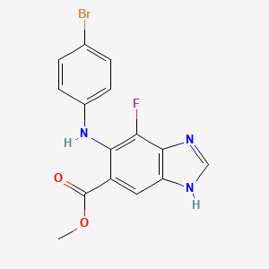 molecular formula C15H11BrFN3O2 B1456474 Methyl 6-((4-bromophenyl)amino)-7-fluoro-1H-benzo[d]imidazole-5-carboxylate CAS No. 606143-93-5