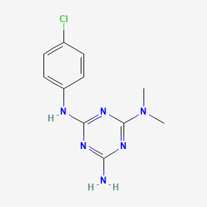 molecular formula C11H13ClN6 B14564856 N~4~-(4-Chlorophenyl)-N~2~,N~2~-dimethyl-1,3,5-triazine-2,4,6-triamine CAS No. 61912-50-3