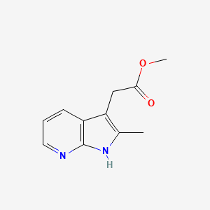 molecular formula C11H11N2O2- B1456518 methyl 2-(2-methyl-1H-pyrrolo[2,3-b]pyridin-3-yl)acetate CAS No. 7546-52-3