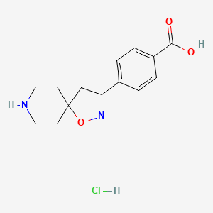 molecular formula C14H17ClN2O3 B1456531 4-(1-Oxa-2,8-diazaspiro[4.5]dec-2-en-3-yl)benzoic acid hydrochloride CAS No. 1350759-92-0