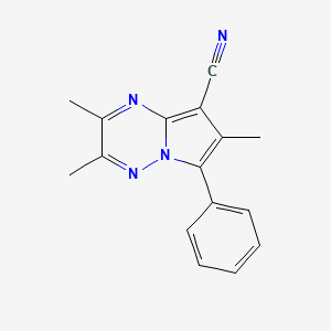 molecular formula C16H14N4 B14565327 Pyrrolo[1,2-b][1,2,4]triazine-8-carbonitrile, 2,3,7-trimethyl-6-phenyl- CAS No. 61404-86-2