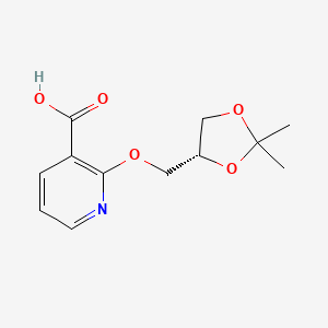 molecular formula C12H15NO5 B1456534 (R)-2-((2,2-dimethyl-1,3-dioxolan-4-yl)methoxy)nicotinic acid CAS No. 1219446-76-0