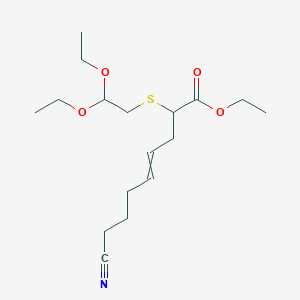 molecular formula C17H29NO4S B14565410 Ethyl 8-cyano-2-[(2,2-diethoxyethyl)sulfanyl]oct-4-enoate CAS No. 61546-45-0