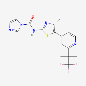 molecular formula C17H16F3N5OS B1456544 N-(4-methyl-5-(2-(1,1,1-trifluoro-2-methylpropan-2-yl)pyridin-4-yl)thiazol-2-yl)-1H-imidazole-1-carboxamide CAS No. 1357476-70-0