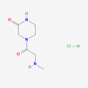 molecular formula C7H14ClN3O2 B1456568 4-(2-(Methylamino)acetyl)piperazin-2-one hydrochloride CAS No. 1220017-36-6