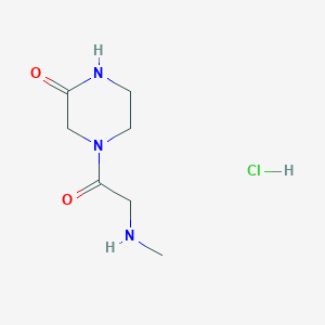 molecular formula C7H14ClN3O2 B1456568 4-[2-(Methylamino)acetyl]-2-piperazinone hydrochloride CAS No. 1220017-36-6