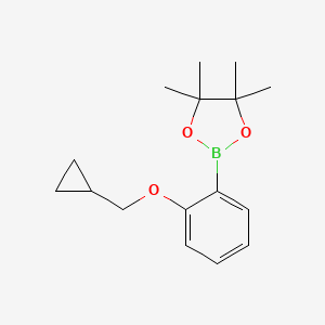 molecular formula C16H23BO3 B1456571 2-[2-(Cyclopropylmethoxy)phenyl]-4,4,5,5-tetramethyl-1,3,2-dioxaborolane CAS No. 1185836-98-9
