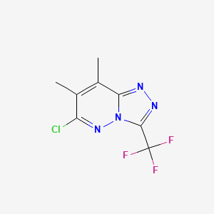 molecular formula C8H6ClF3N4 B1456594 6-Chloro-7,8-dimethyl-3-(trifluoromethyl)-[1,2,4]triazolo[4,3-b]pyridazine CAS No. 1394040-15-3