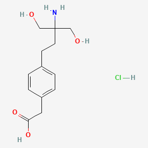 molecular formula C13H20ClNO4 B1456595 2-[4-[3-amino-4-hydroxy-3-(hydroxymethyl)butyl]phenyl]acetic acid;hydrochloride CAS No. 1346598-36-4