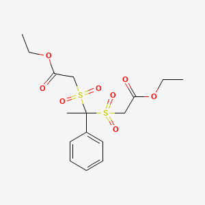 molecular formula C16H22O8S2 B14566057 Acetic acid, 2,2'-[(1-phenylethylidene)bis(sulfonyl)]bis-, diethyl ester CAS No. 61713-31-3