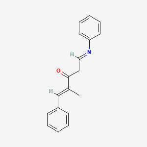 molecular formula C18H17NO B1456606 (E)-2-Methyl-1-phenyl-5-phenyliminopent-1-en-3-one CAS No. 94004-26-9