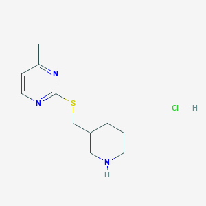 molecular formula C11H18ClN3S B1456607 4-Methyl-2-((piperidin-3-ylmethyl)thio)pyrimidine hydrochloride CAS No. 1420873-93-3