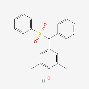 molecular formula C21H20O3S B14566138 Phenol, 2,6-dimethyl-4-[phenyl(phenylsulfonyl)methyl]- CAS No. 61494-17-5