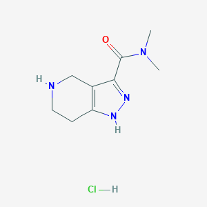 molecular formula C9H15ClN4O B1456619 N,N-Dimethyl-4,5,6,7-tetrahydro-1H-pyrazolo-[4,3-c]pyridine-3-carboxamide hydrochloride CAS No. 1211512-45-6