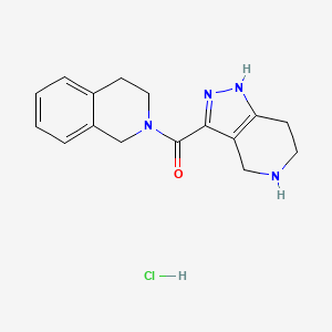 molecular formula C16H19ClN4O B1456625 3,4-Dihydro-2(1H)-isoquinolinyl(4,5,6,7-tetra-hydro-1H-pyrazolo[4,3-c]pyridin-3-yl)methanone HCl CAS No. 1219957-23-9