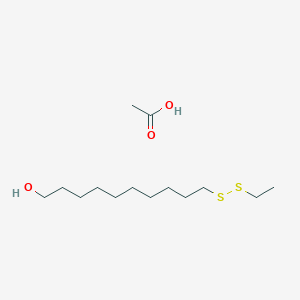 molecular formula C14H30O3S2 B14566377 Acetic acid;10-(ethyldisulfanyl)decan-1-ol CAS No. 61689-33-6