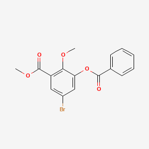 molecular formula C16H13BrO5 B1456646 Methyl 3-(benzoyloxy)-5-bromo-2-methoxybenzoate CAS No. 107189-09-3