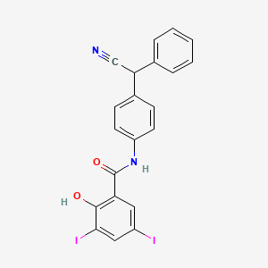molecular formula C21H14I2N2O2 B14566461 N-{4-[Cyano(phenyl)methyl]phenyl}-2-hydroxy-3,5-diiodobenzamide CAS No. 61438-38-8