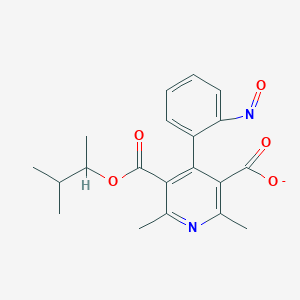 molecular formula C20H21N2O5- B1456649 2,6-Dimethyl-5-{[(3-methylbutan-2-yl)oxy]carbonyl}-4-(2-nitrosophenyl)pyridine-3-carboxylate CAS No. 87375-91-5