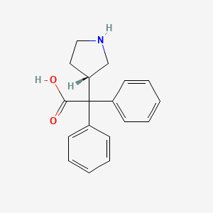 molecular formula C18H19NO2 B1456652 (S)-2,2-diphenyl-2-(pyrrolidin-3-yl)acetic acid CAS No. 1050646-75-7