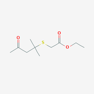 molecular formula C10H18O3S B14566603 Acetic acid, [(1,1-dimethyl-3-oxobutyl)thio]-, ethyl ester CAS No. 61464-29-7