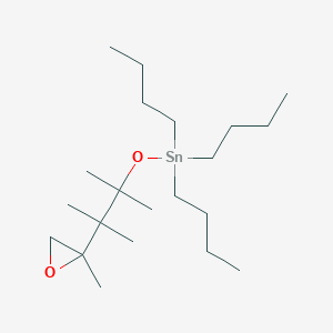 molecular formula C21H44O2Sn B14566667 Tributyl{[2,3-dimethyl-3-(2-methyloxiran-2-yl)butan-2-yl]oxy}stannane CAS No. 61300-20-7