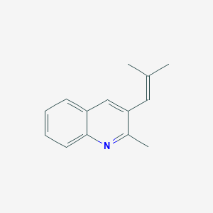 molecular formula C14H15N B14566719 Quinoline, 2-methyl-3-(2-methyl-1-propenyl)- CAS No. 61736-50-3