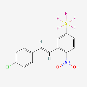 molecular formula C14H9ClF5NO2S B1456672 1-Nitro-2-[2-(4-chlorophenyl)vinyl]-4-(pentafluorosulfanyl)benzene CAS No. 1402089-66-0
