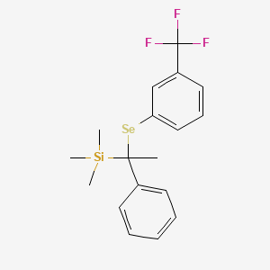 molecular formula C18H21F3SeSi B14566774 Trimethyl(1-phenyl-1-{[3-(trifluoromethyl)phenyl]selanyl}ethyl)silane CAS No. 61634-67-1