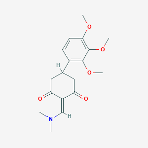 molecular formula C18H23NO5 B1456678 2-[(Dimethylamino)methylene]-5-(2,3,4-trimethoxyphenyl)cyclohexane-1,3-dione CAS No. 1428140-01-5