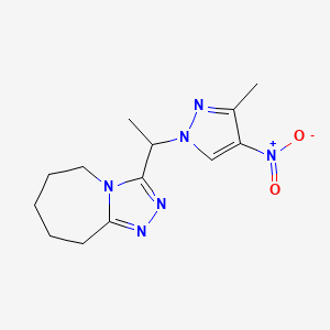 molecular formula C13H18N6O2 B1456680 3-[1-(3-甲基-4-硝基-1H-吡唑-1-基)乙基]-6,7,8,9-四氢-5H-[1,2,4]三唑并[4,3-a]氮杂环庚三烯 CAS No. 1245771-83-8