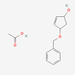 molecular formula C14H18O4 B14566821 Acetic acid;4-phenylmethoxycyclopent-2-en-1-ol CAS No. 61305-32-6