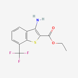 molecular formula C12H10F3NO2S B1456685 Ethyl 3-amino-7-(trifluoromethyl)-1-benzothiophene-2-carboxylate CAS No. 1396503-80-2