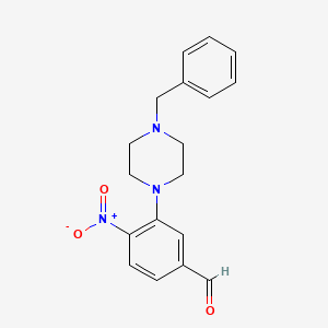 molecular formula C18H19N3O3 B1456687 3-(4-Benzylpiperazin-1-yl)-4-nitrobenzaldehyde CAS No. 1779123-41-9