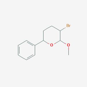 molecular formula C12H15BrO2 B14567181 3-Bromo-2-methoxy-6-phenyloxane CAS No. 61727-46-6