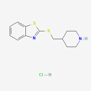 molecular formula C13H17ClN2S2 B1456736 2-((Piperidin-4-ylmethyl)thio)benzo[d]thiazole hydrochloride CAS No. 1211439-73-4