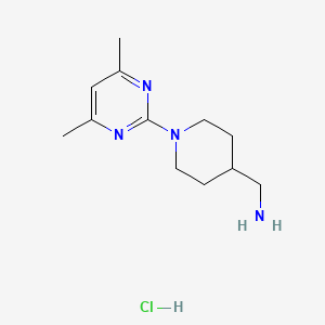 molecular formula C12H21ClN4 B1456738 (1-(4,6-Dimethylpyrimidin-2-yl)piperidin-4-yl)methanamine hydrochloride CAS No. 1420803-18-4