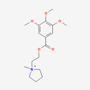 molecular formula C17H26NO5+ B14567395 Pyrrolidinium, 1-methyl-1-[2-[(3,4,5-trimethoxybenzoyl)oxy]ethyl]- CAS No. 61764-64-5