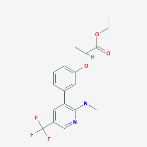 molecular formula C19H21F3N2O3 B1456742 2-[3-(2-Dimethylamino-5-trifluoromethyl-pyridin-3-yl)-phenoxy]-propionic acid ethyl ester CAS No. 1311278-21-3