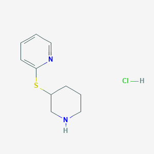 molecular formula C10H15ClN2S B1456765 2-(Piperidin-3-ylthio)pyridine hydrochloride CAS No. 1420839-37-7