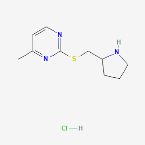 molecular formula C10H16ClN3S B1456775 4-Methyl-2-((pyrrolidin-2-ylmethyl)thio)pyrimidine hydrochloride CAS No. 1421004-13-8