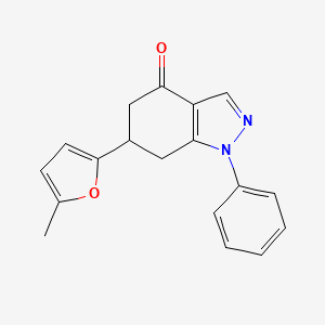 molecular formula C18H16N2O2 B1456779 6-(5-methyl-2-furyl)-1-phenyl-1,5,6,7-tetrahydro-4H-indazol-4-one CAS No. 1428139-38-1