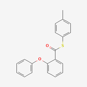 molecular formula C20H16O2S B14567846 Benzenecarbothioic acid, 2-phenoxy-, S-(4-methylphenyl) ester CAS No. 61485-97-0