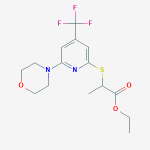 molecular formula C15H19F3N2O3S B1456808 2-(6-Morpholin-4-YL-4-trifluoromethyl-pyridin-2-ylsulfanyl)-propionic acid ethyl ester CAS No. 1053659-84-9