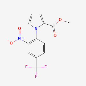 molecular formula C13H9F3N2O4 B1456814 1-(2-Nitro-4-trifluoromethyl-phenyl)-1H-pyrrole-2-carboxylic acid methyl ester CAS No. 1160995-35-6